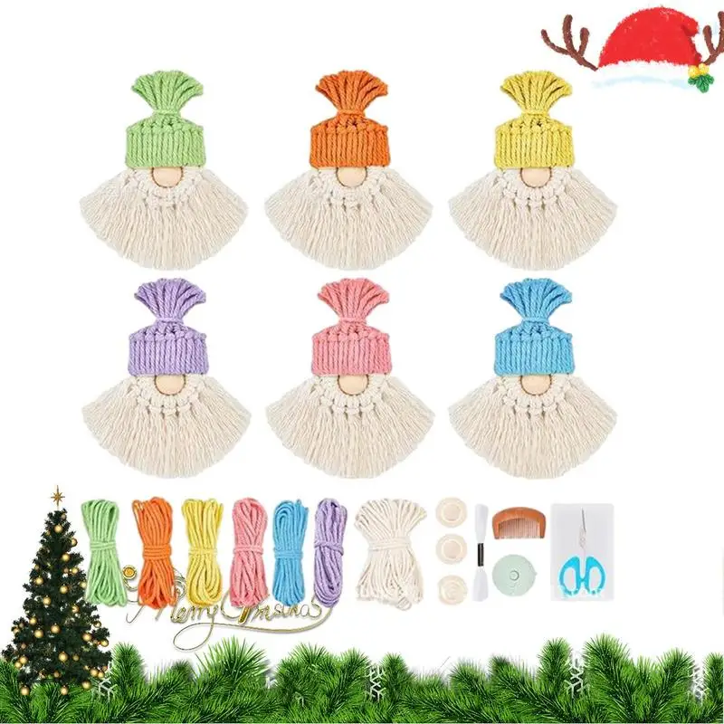 

Christmas Macrame Pendant Relaxing Macrame Gnome DIY Kit With Instruction Braiding DIY Supplies For Schoolbags Christmas Tree