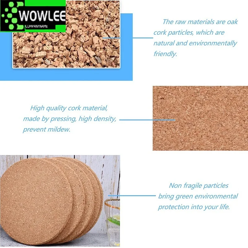 10 штук удобных круглых простых корковых подставок диаметром 9 см для вина, напитков, кофе и чая на стол в доме, офисе и на кухне, новые.