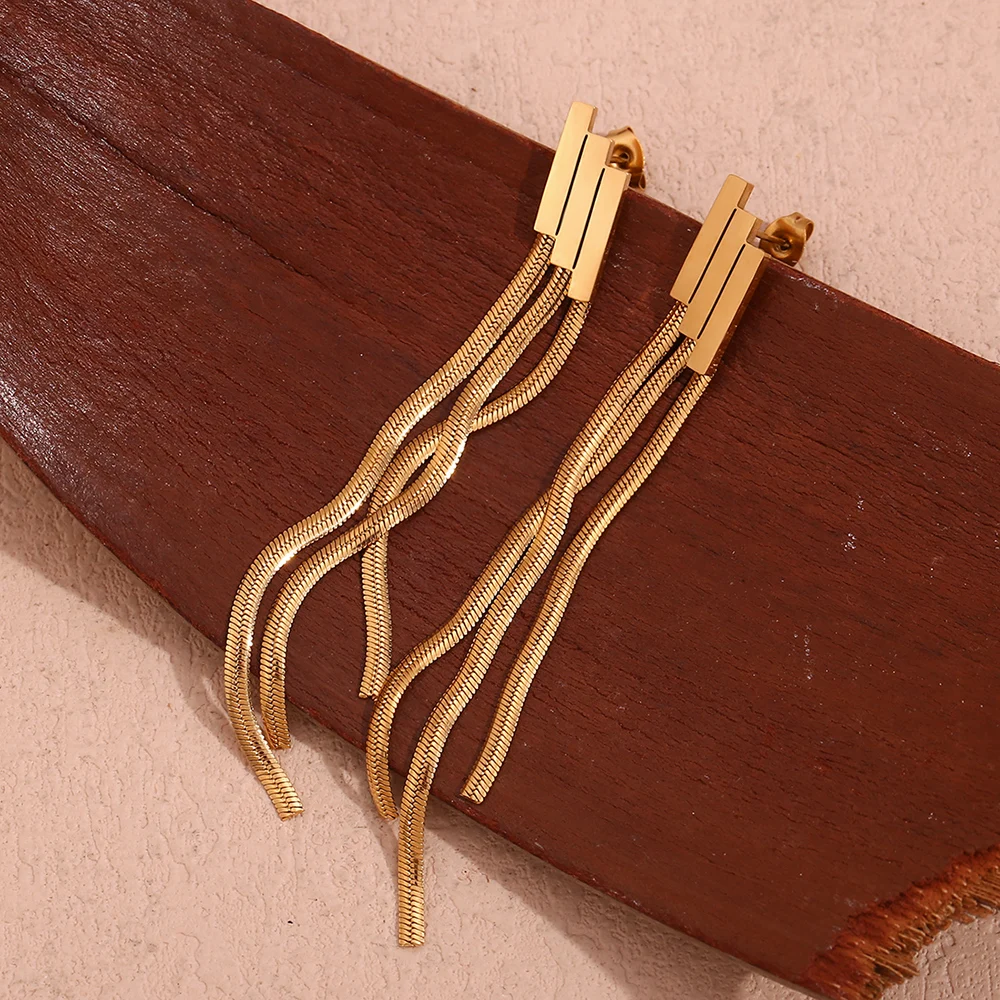 Женские серьги из нержавеющей стали с 3 лестницами и кисточками