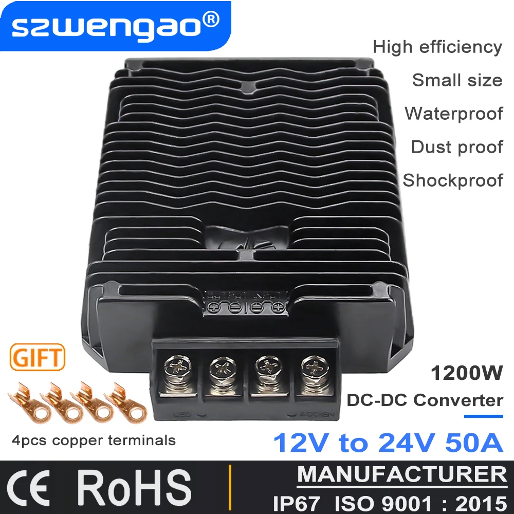 Преобразователь питания постоянного тока Step Up 12 Вольт до 24 Вольт 1200 Ватт, регулятор напряжения 12В-24В 30А 40А 50А, модуль усилителя для автомобилей.