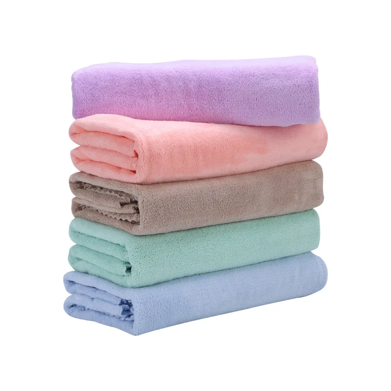 

Coral Fleece Bath Towel Femal Male Soft Absorbent Non-fading Out Towels Bathroom 70x140cm Solid Color Cheap Towels