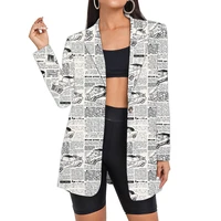 womens suit vintage newspaper blazers long dropshipping oversized car clothes clothing print lady fashion wholesale streetwear