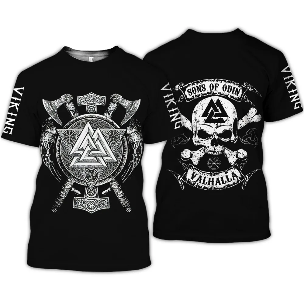 

2022 New Men's Fashion T-shirt 3d Printing Viking Tattoo T-shirt Short Sleeve Clothing Unisex Nordic cosplay street clothing