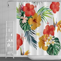 tropical flower green plant leaf palm shower curtains cactus animal waterproof polyester fabric bathroom curtain with hooks