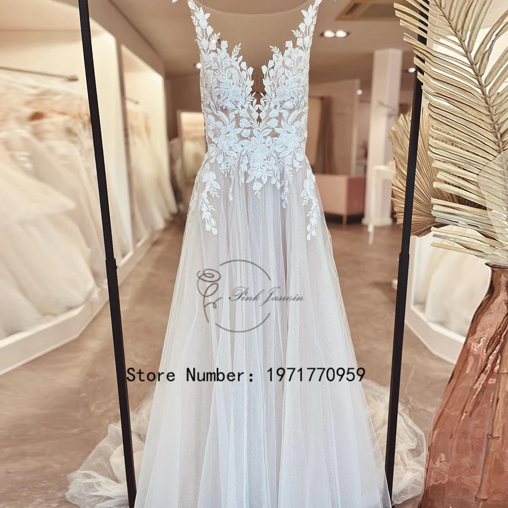 

Simple Ivory Wedding Dress For Women Sweep Train 2023 New Applique Elegant A Line Bridal Gowns With Soft Tulle Robe De Mariée