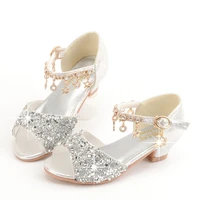 children sandals for girls big teenagers kids party wedding sandals summer shoes rhinestone crystal pendant glitter leather soft