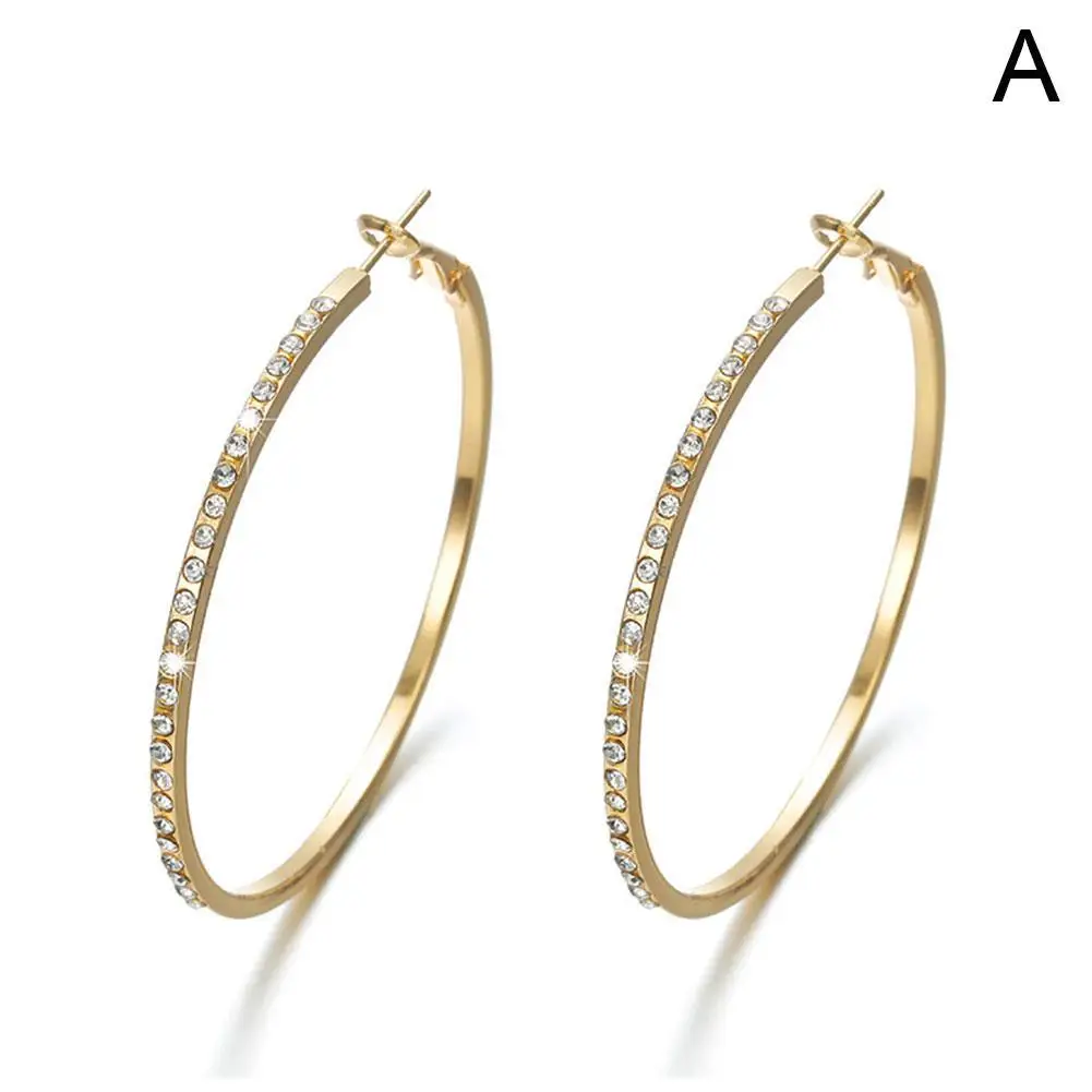 Женские серьги-кольца Стразы из сплава геометрические круглые серьги модные