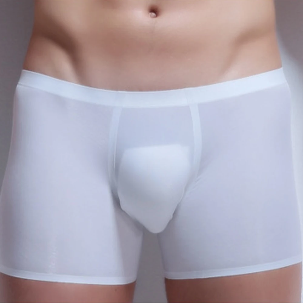 

Sexy New Mens Shorts U Convex Pouch Boxer Briefs Breathable Sheer Ice Silk Boxershorts Intimate Underwear Underpants Trunks