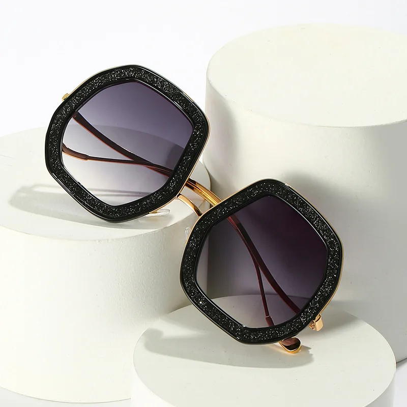 

ZLY 2022 New Fashion Hexagon Sunglasses Women Men Trend Alloy Metal Frame Gradients Shine Lens Luxury Brand Designer Sun Glasses
