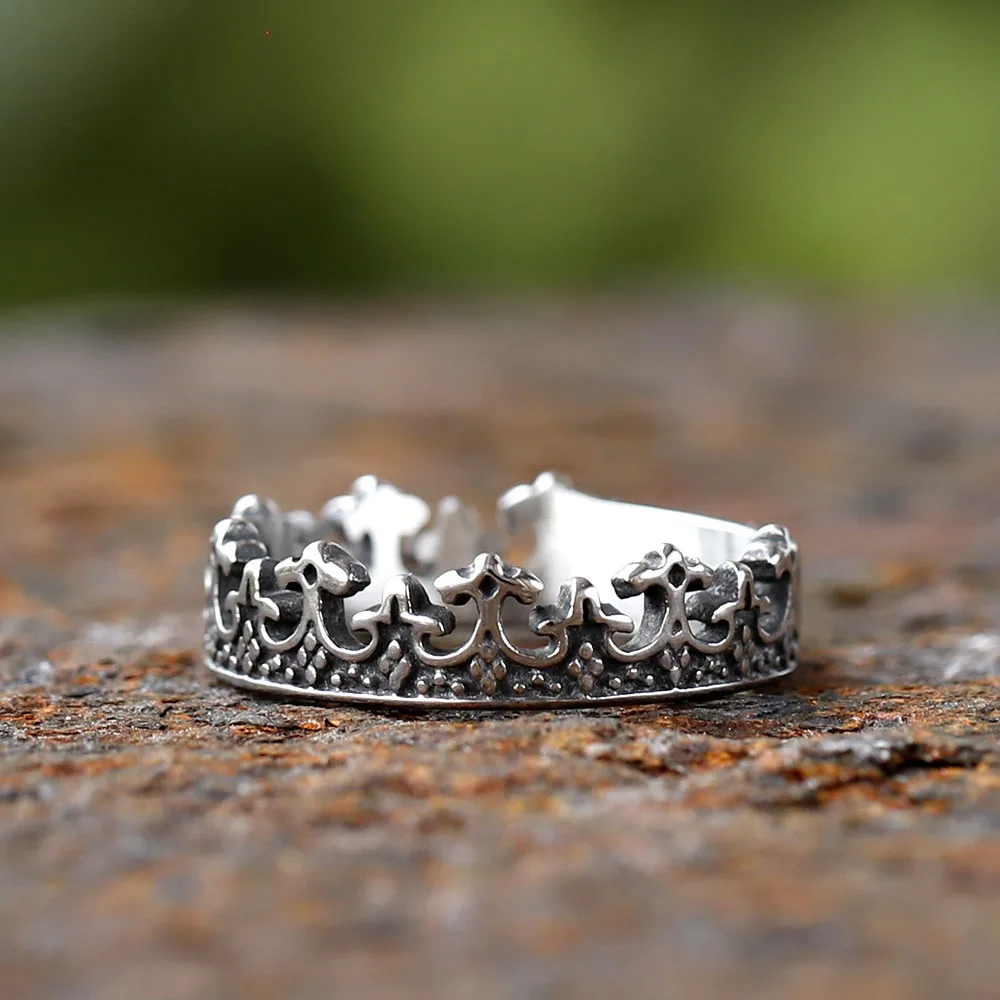 Винтажное Кольцо Унисекс Из Нержавеющей Стали 316L С Крестом И Короной Модный