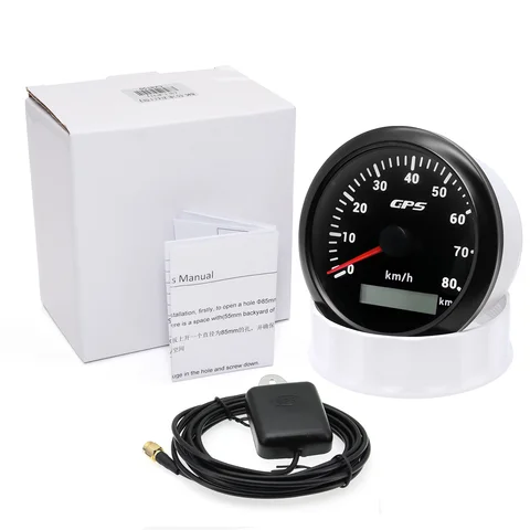 7-цветный светодиодный 30/60/80/120/200KMH 85 мм GPS-спидометр с GPS-антенной для мотоцикла, лодки, автомобиля, грузовика, датчик скорости 9-32 В