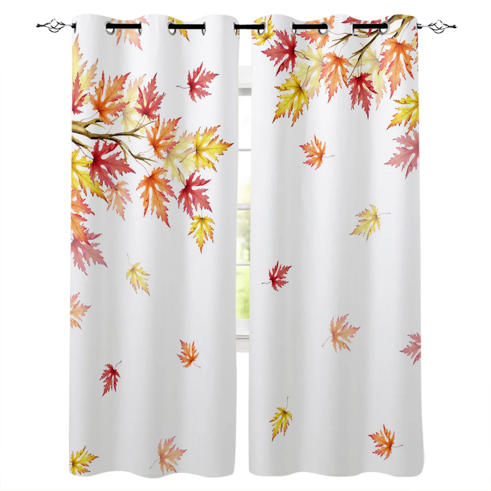 

Thanksgiving Autumn Maple Leaves Window Curtains for Living Room Bedroom Home Decor Kitchen Curtains Modern Balcony Drapes
