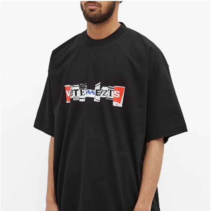 

Vetements 2023ss New Spring And Summer Printed Cotton Crewneck Oversized Top T-Shirt For Men Women