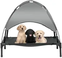 Pets 48in Elevated Cooling Dog Bed, Outdoor Raised Mesh Pet Cot w/Removable Canopy Shade Tent, Carrying Bag, Breathable Fabric