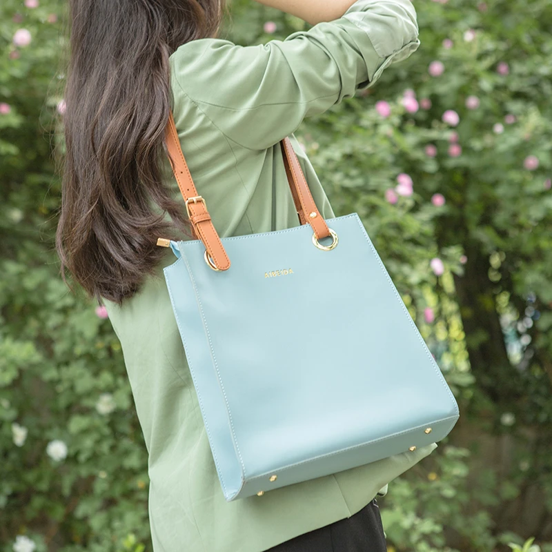 Fashion Solid Colour Soft Leather Shoulder Bag for Women Autumn Large Capacity Ladies Tote Simple Brand Design Female Sac A Main