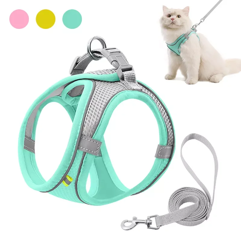 

2022New Adjustable Cat Harness Leash Escape Proof Kitten Dog Harness For Cat Small Dog Breathable Cat Harness Lead Leash Pet Acc