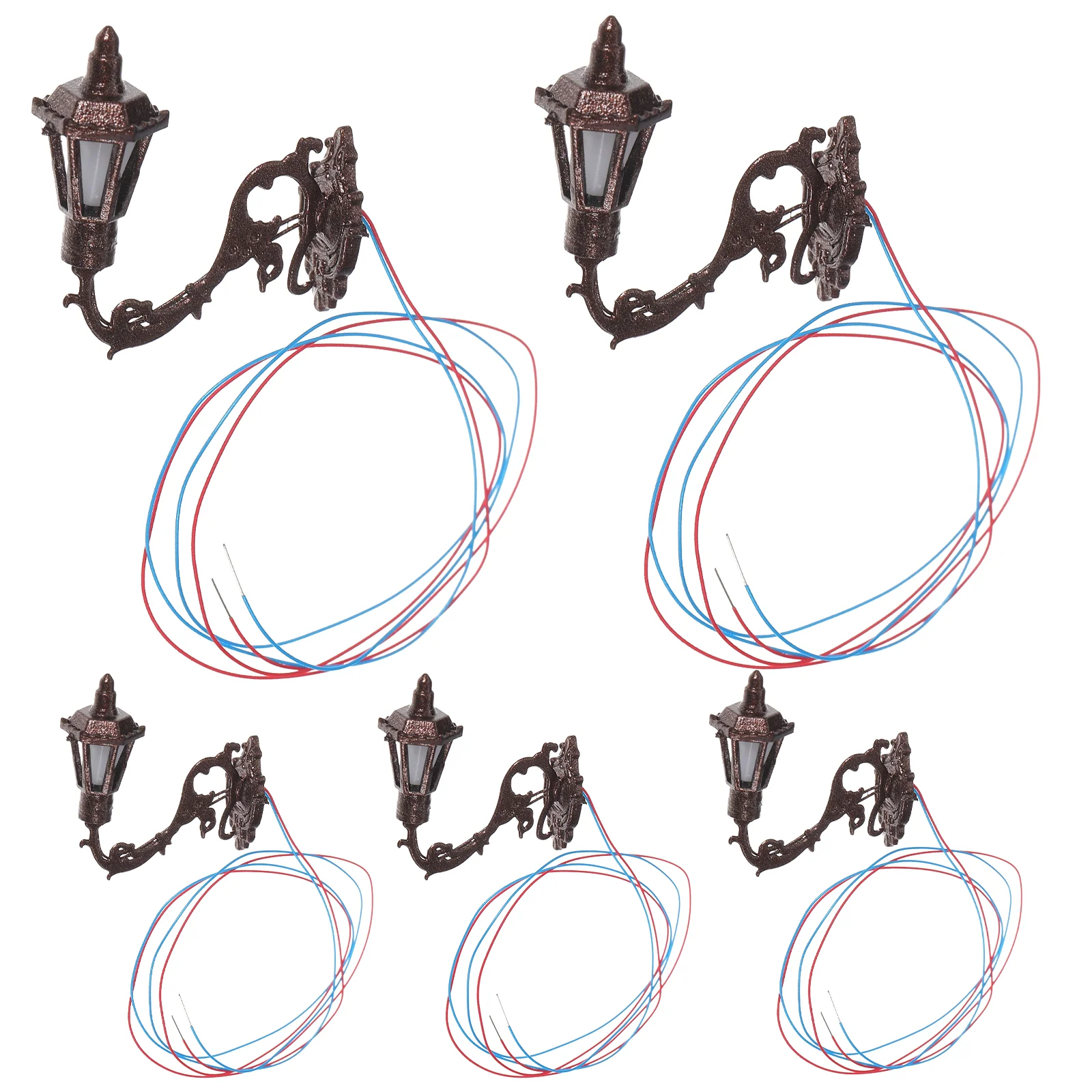 

5 Pcs Miniature Lamp Wall Lights LED Decor Lamps Garden Decorative Sand Table Ornament Layout Simulation Model