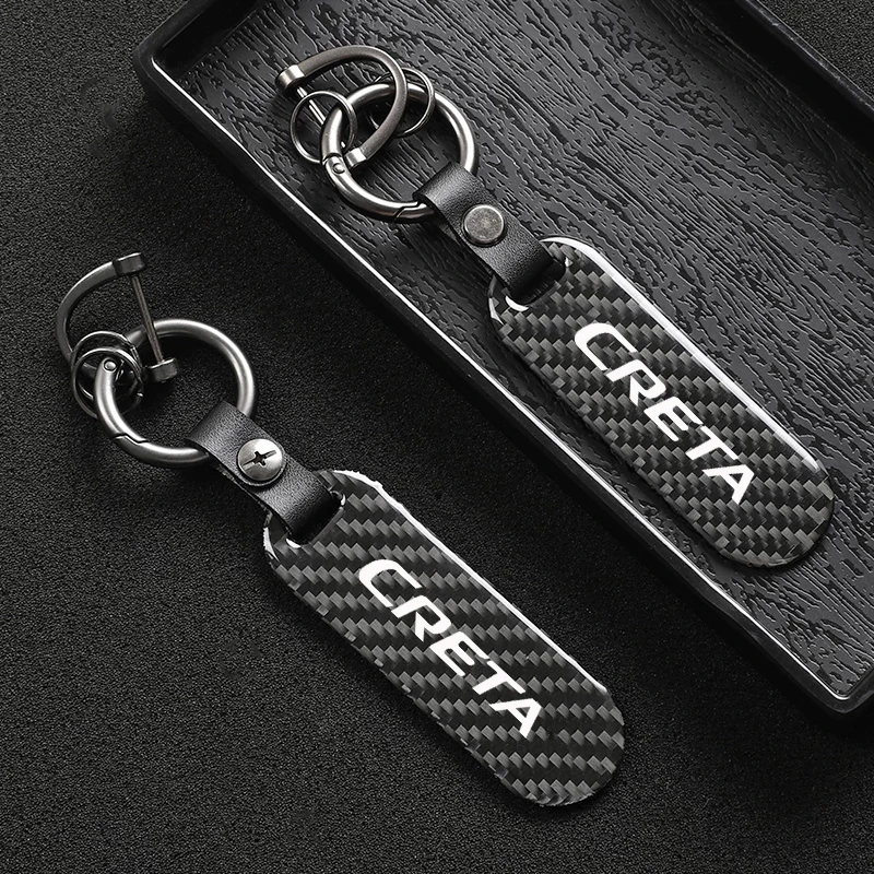

Leather Rope Car KeyChain Horseshoe Buckle Key Rings For HYUNDAI CRETA Solaris ix35 i20 i30 i40 Tucson Santa Car Accessories