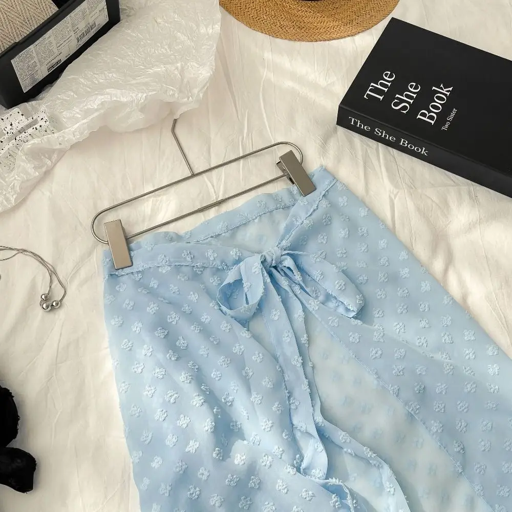 Кружевная открытая юбка в корейском стиле винтажная вязаная прозрачная Y2k