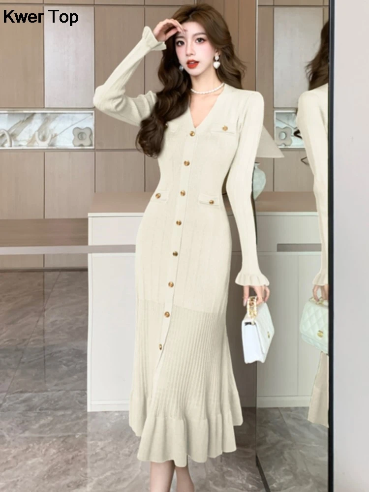 Модное зеленое однобортное женское трикотажное платье шикарные длинные платья с