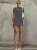 Women Casual Short Sleeve O Neck Sexy Slim Mini Prom Dress Fall Fashion 3