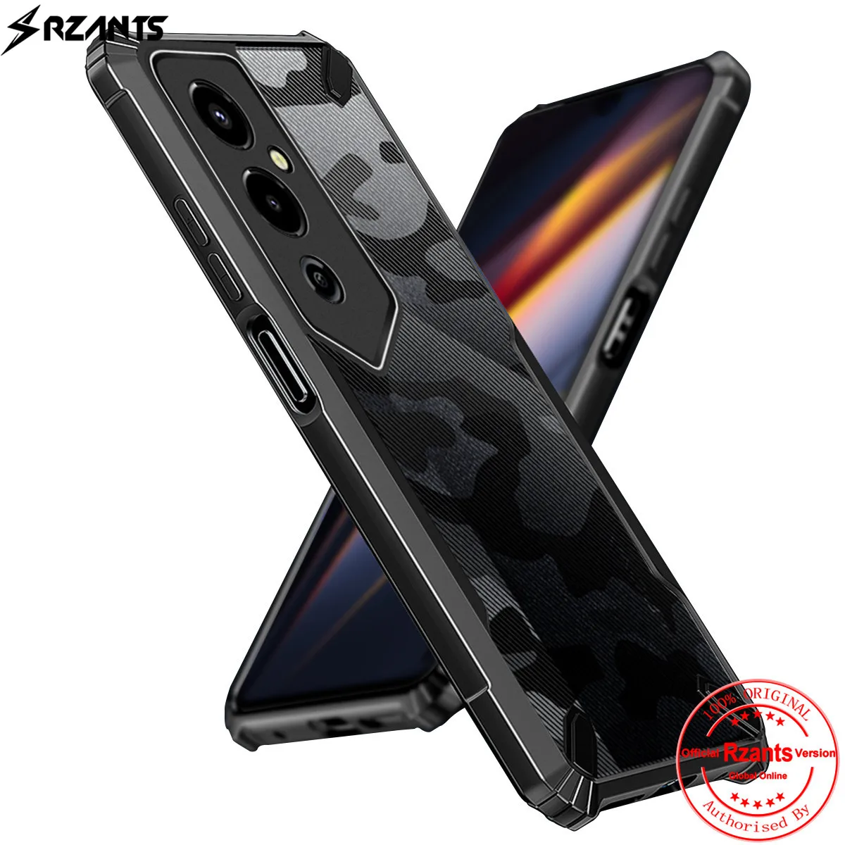 

Rzants For Tecno Pova 4 Pro Back Case Camouflage Bull Conor Design Slim Cover Half Clear Casing Camera Shell