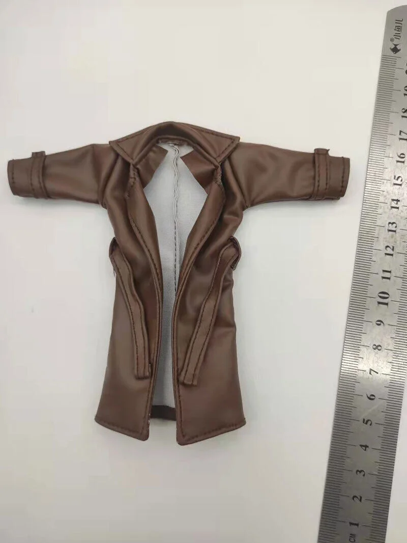 

1/12 Scale Clothes Coffee Color Pu Leather Coat Model for 6" Action Figure
