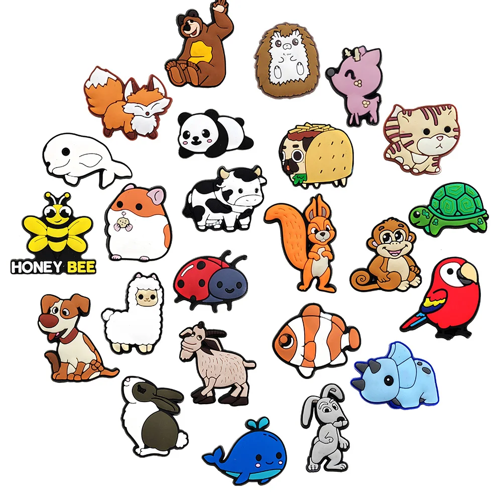 

24 стиля мультяшный Новый Дизайн Симпатичные животные обувь Кроксы шармы jibz Сандалии Аксессуары для обуви украшение для детей подарок