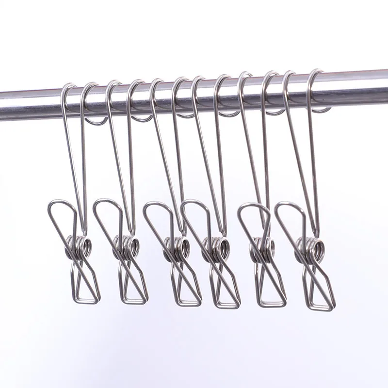 

6PCS Storage Rack Laundry Chip Hooks Clothes Pegs Photo Clip Stainless Steel Clothespins Towel Chips Hook Laundry Storage Holder