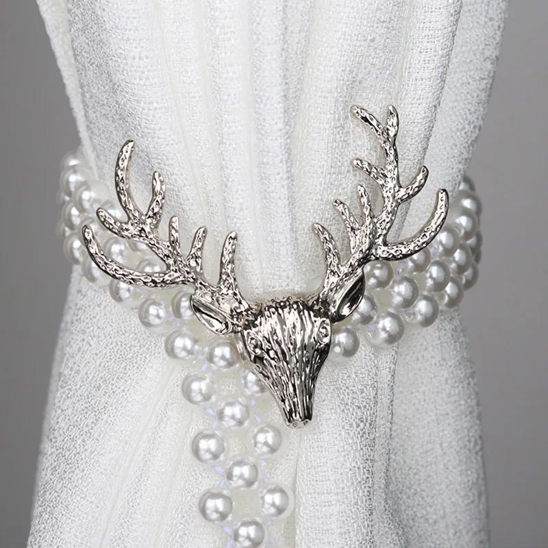

Pearl Elk Leaves Curtain Clip Curtains Holders Golden Silver Color Leaves Bow Tie Back Buckle Clips Curtain Accessory Home Decor