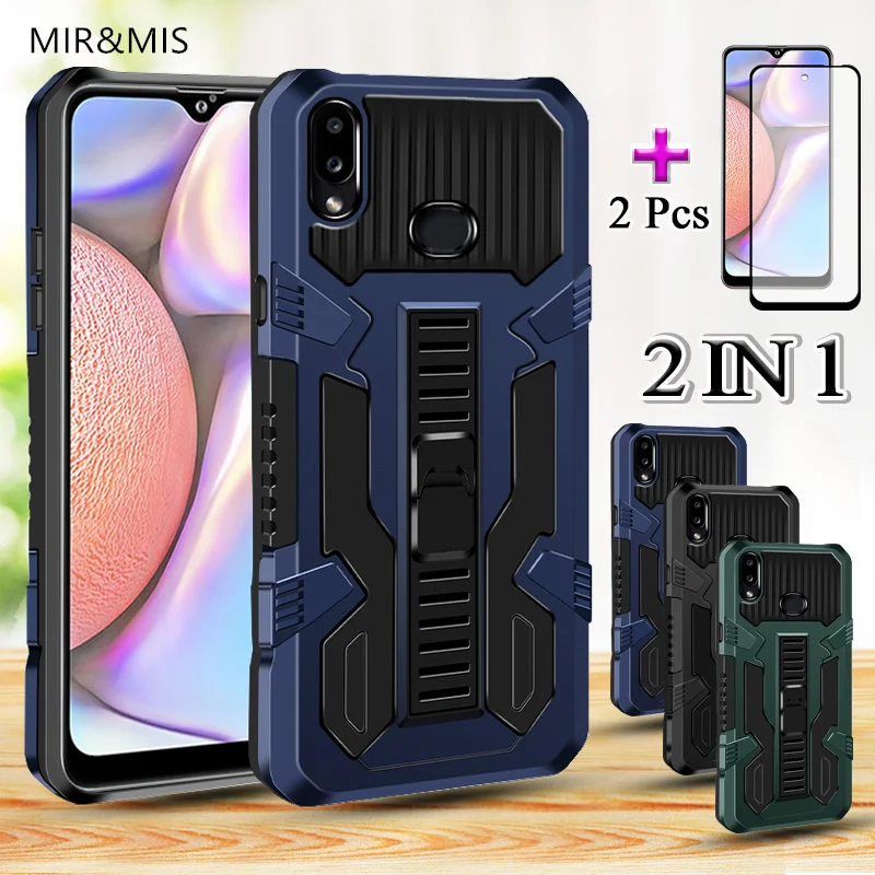 2 в 1 чехол для телефона Samsung Galaxy A10S жесткий Защитная камера с керамической пленкой