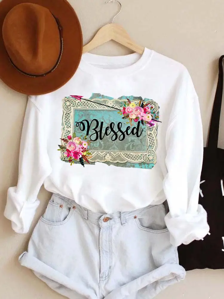 

Ladies Flower New 90s Trend Flower Womens Pullovers Clothing Hoodies Spring Autumn Winter Woman Female Fashion Sweatshirts