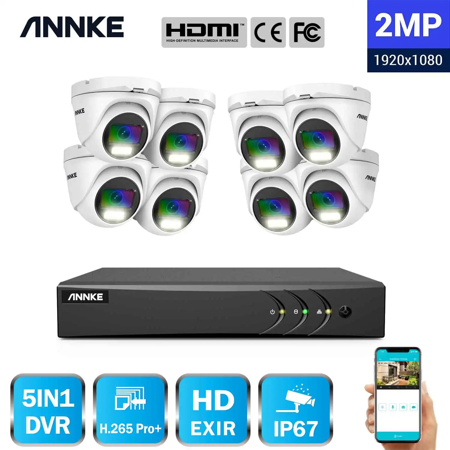 8 Channel Dvr Security System Kit 1080p Ahd Outdoor Indoor Surveillance Cctv  Security Camera System