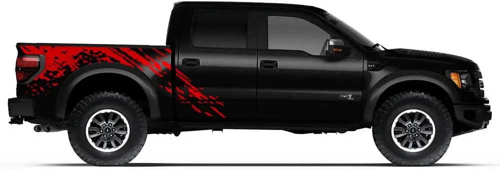 

Заводские поделки брызговая сторона графика комплект 3 м виниловая наклейка обмотка Совместимость с Ford Raptor 2010-2014-темно-красный