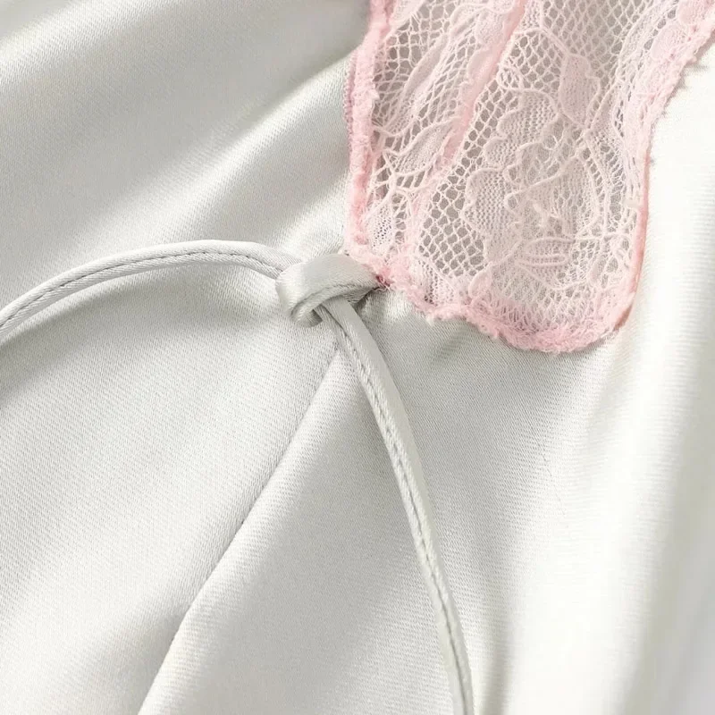 Платье-комбинация летнее атласное без рукавов с бантом и открытой спиной