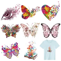 girl butterfly patches for clothes stickers t shirt hoodies heat transfer parches ropa diy clothes stickers thermal patches