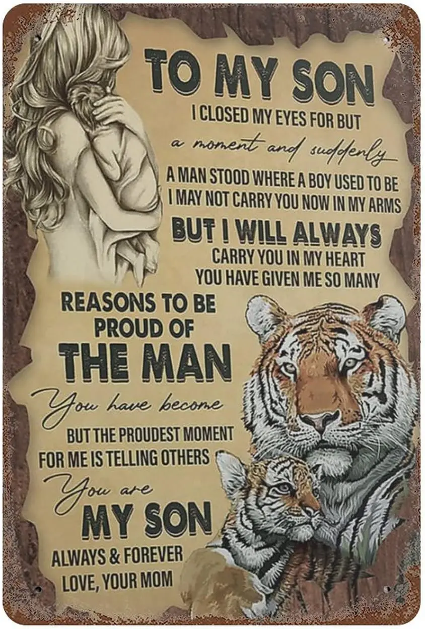 Металлическая жестяная табличка Anique для моему сыну я всегда носить тебе в моем