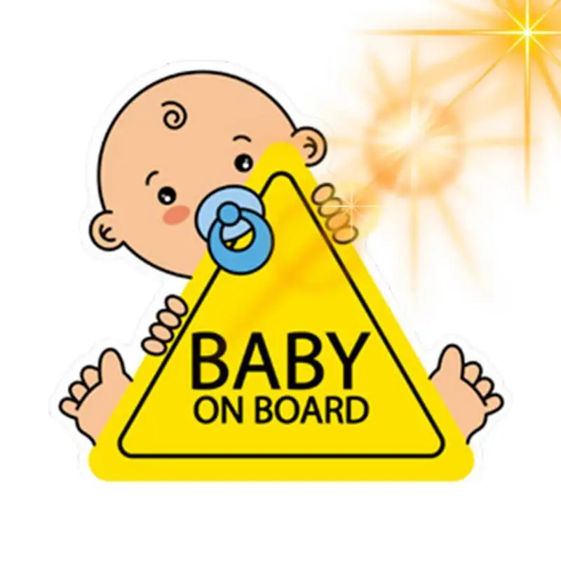 

Baby On Board Car Warning Signs 13.4X15cm Car Safety Sign Baby In Car Sticker Car Window Cling Reusable Waterproof Baby On Board