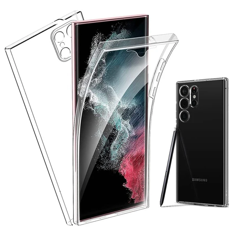 

360° Full Cover Silicone Clear Case For Samsung Galaxy S22 S21 S20 Fe S10 S9 S8 Note 10 Plus 20 Ultra 9 8 Hybrid PC Hard Funda