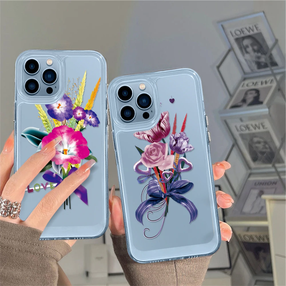 

Fashion Flower Phone Case for iPhone 13 12 11 Pro Max Mini XS XR X Protection Shell Back Cover for iPhone14 ProMax Coque Fundas