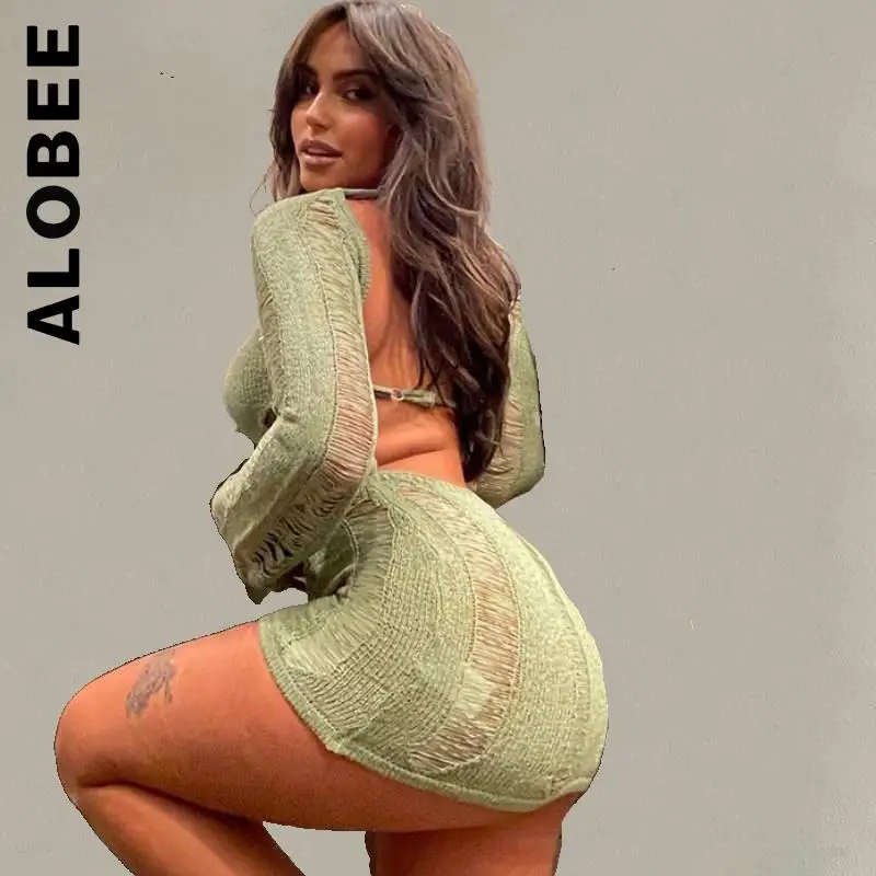 Платье-мини женское базовое с длинным рукавом соблазнительное |