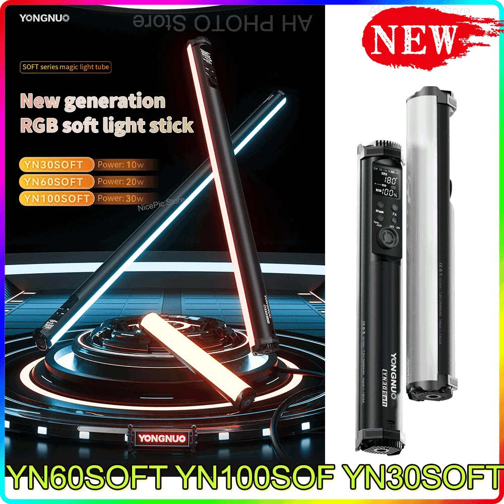 

Разных цветов Yongnuo YN60SOFT YN100SOFT, 2000K-10000K, LED-лампа, регулируемая, с помощью приложения для телефона