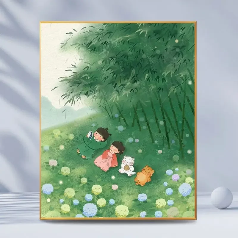 

031516597Digital oil painting living room background wall oil painting decoration cartoon hand-painted oil painting