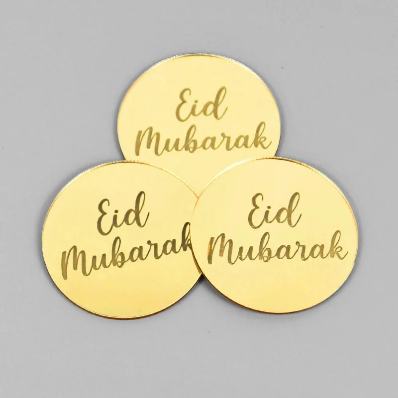 

5/10pcs Eid Mubarak Acrylic Cupcake Topper Gold Ramadan Kareem Cake Topper Islamic Muslim Festival Party Cake DIY Decorations