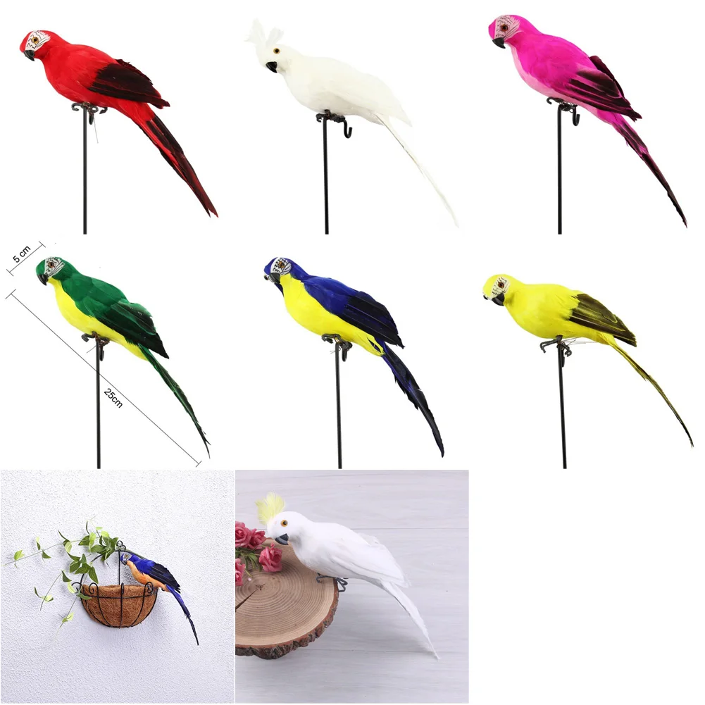 

1pcs Handmade Foam Feather Artificial Parrot Imitation Bird Model Figurine Foam Birds Parrot Home Garden Decoration Ornament