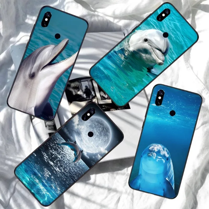 Sea Dolphin Cute Whale Phone Case For Xiaomi Redmi Note 11 10 9T 8 7 Pro Redmi 10 9 9A 9C 8 7 6 Soft Black Phone Cover
