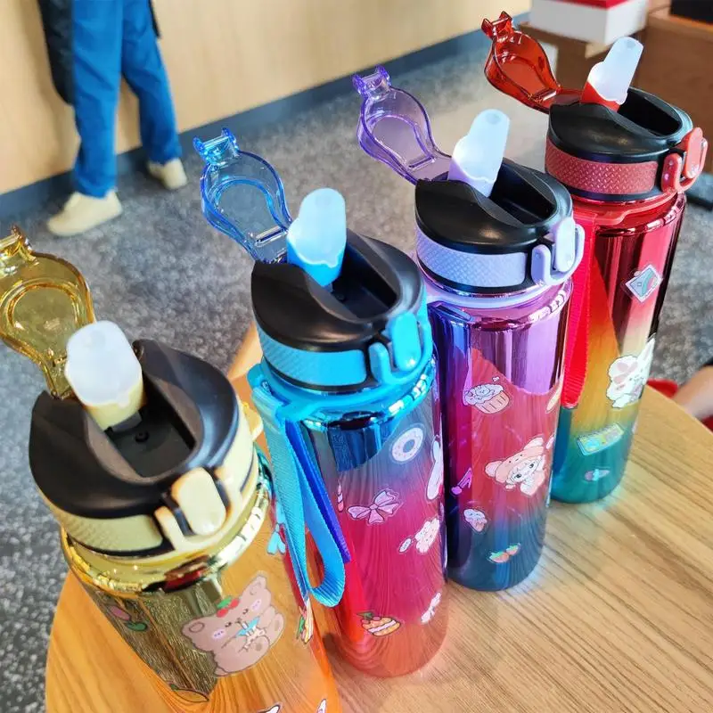 

Large Water Bottle Daily Water Intake Water Bottle 35 Oz Gradient Color Motivational Water Bottle With Strap & Straw Leakproof