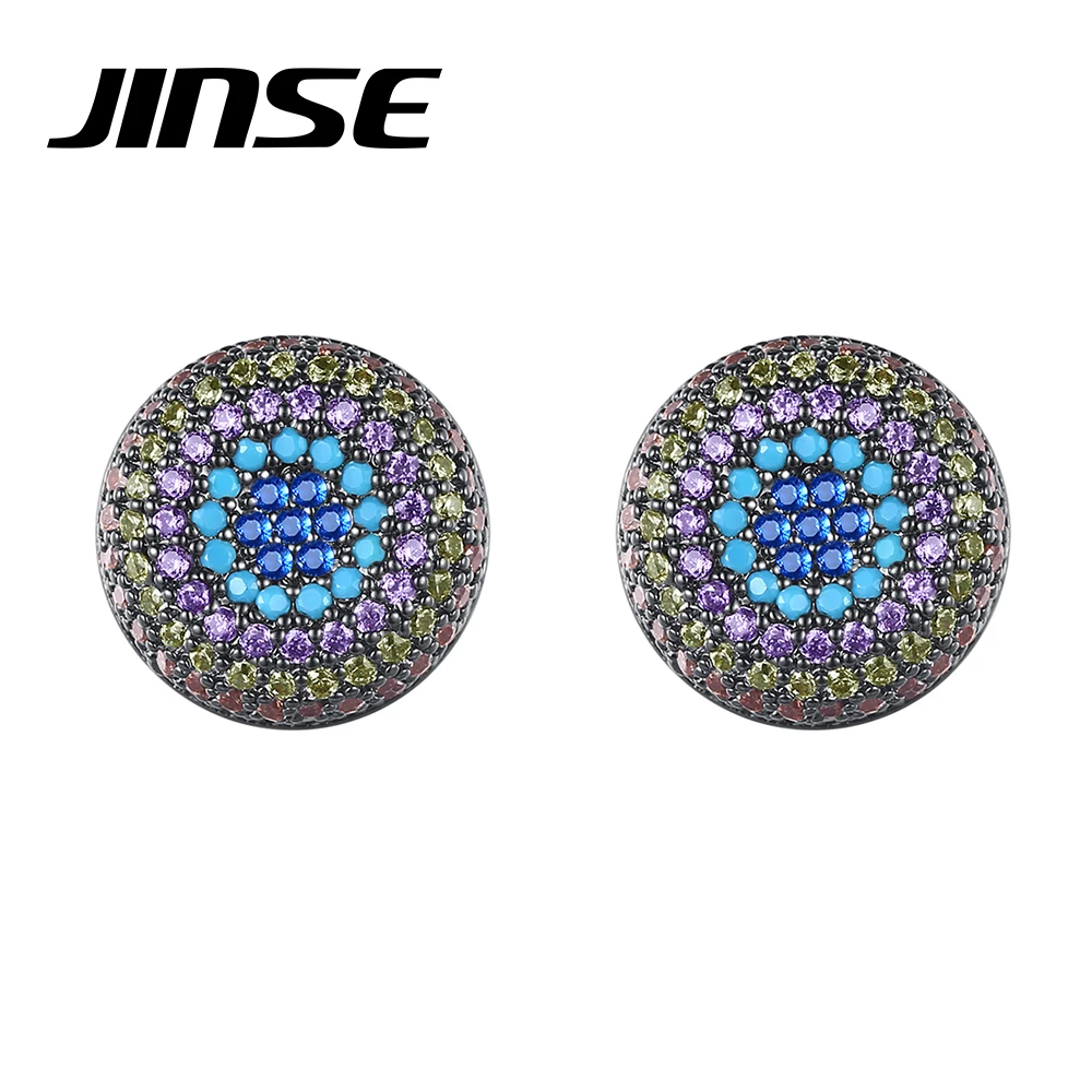 

JINSE Round Cubic Zircon Stud Earrings Vintage Hip Hop Iced Piercing Earring for Men Woman Stainless Steel Punk Fashion Jewelry