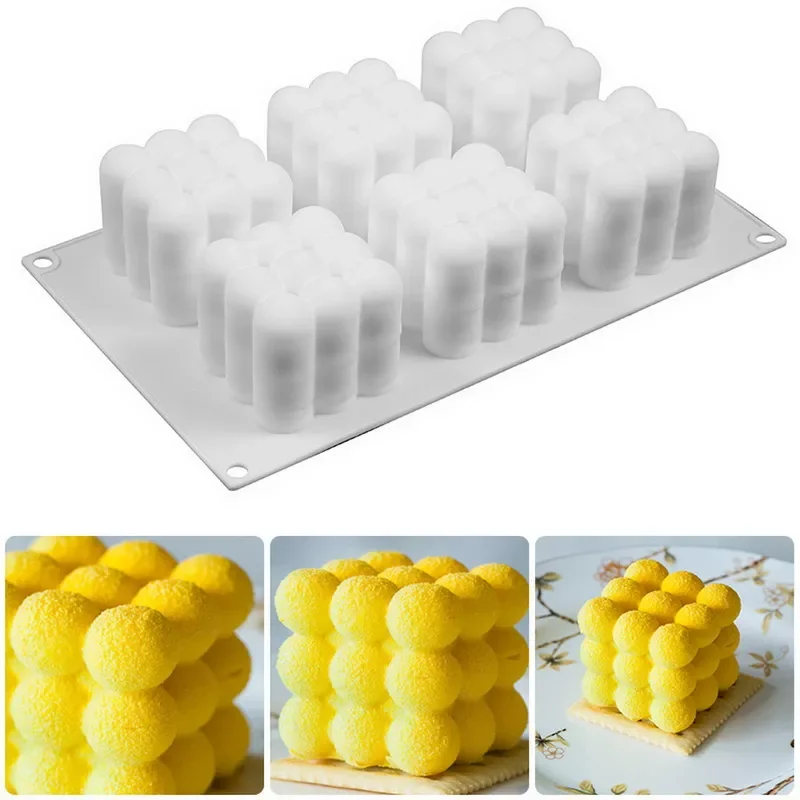 

6-Cavity Rubik's Cube Mousse Cake Silicone Mold 3D Chocolate Baking Mould Dessert Cake DIY Decorating Art Cakes Crafts