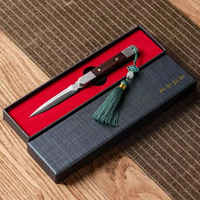 

Ручной чайный нож Zen из дамасской стали с узором из черного дерева